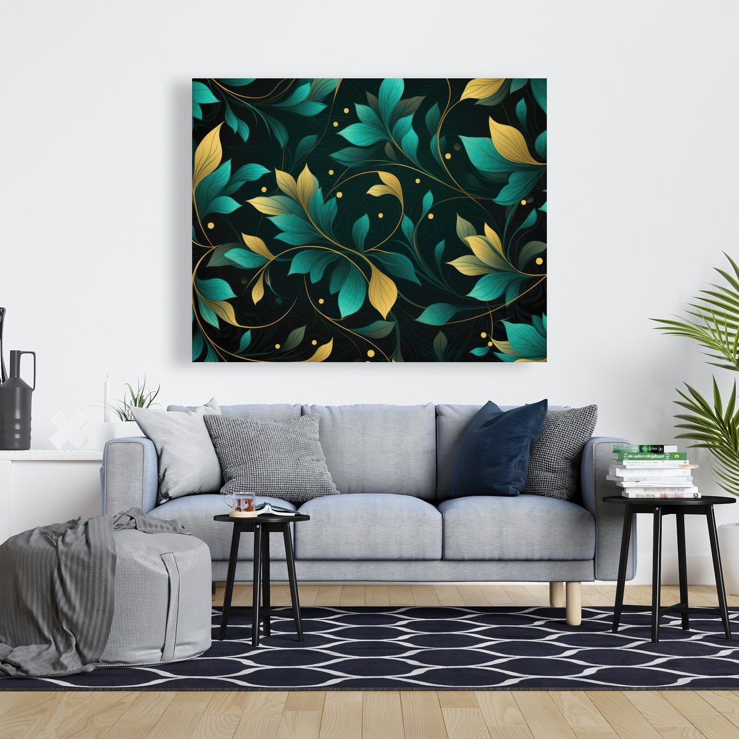 Twirling Twigs - Turquoise Canvas Home Decor Art Piece