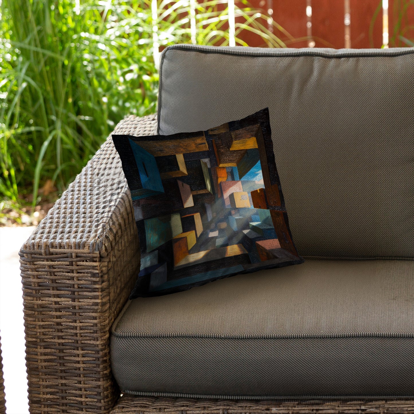 Boxed Up Poly Twill Throw Pillow - Stylish Home Decor Accent
