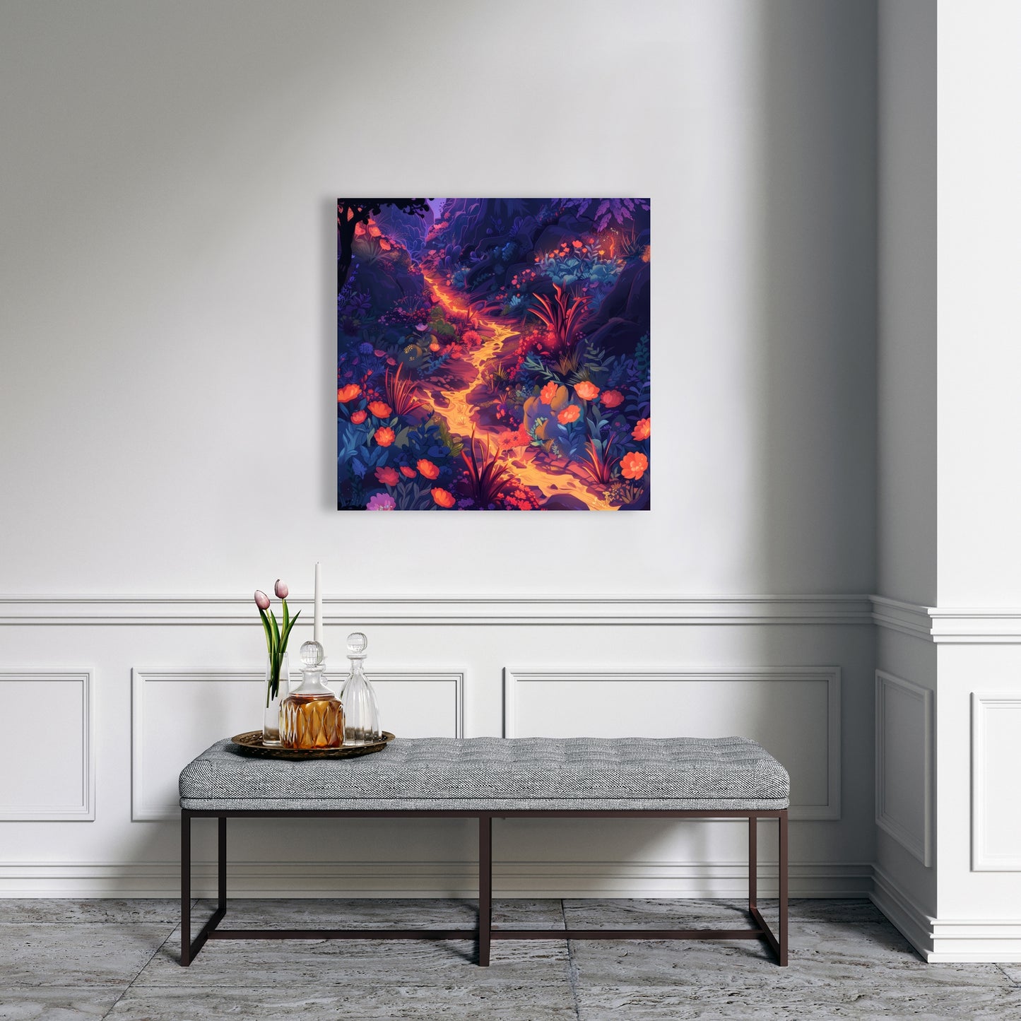 Burning Flowers - Pink Canvas Art for Home Decor | Stylish Decor