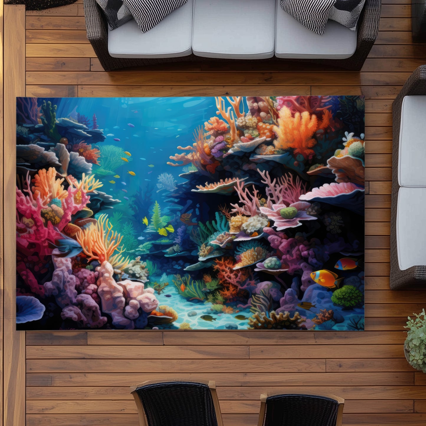 Tapis d'extérieur corail - Décoration élégante pour les patios