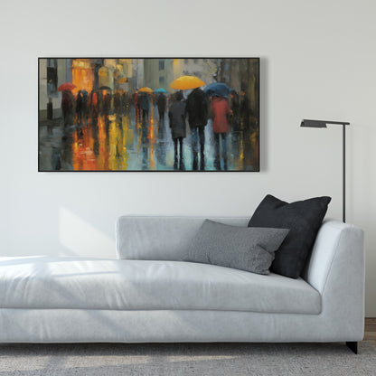 Rainy Day Red Framed Canvas - Home Decor Art Piece
