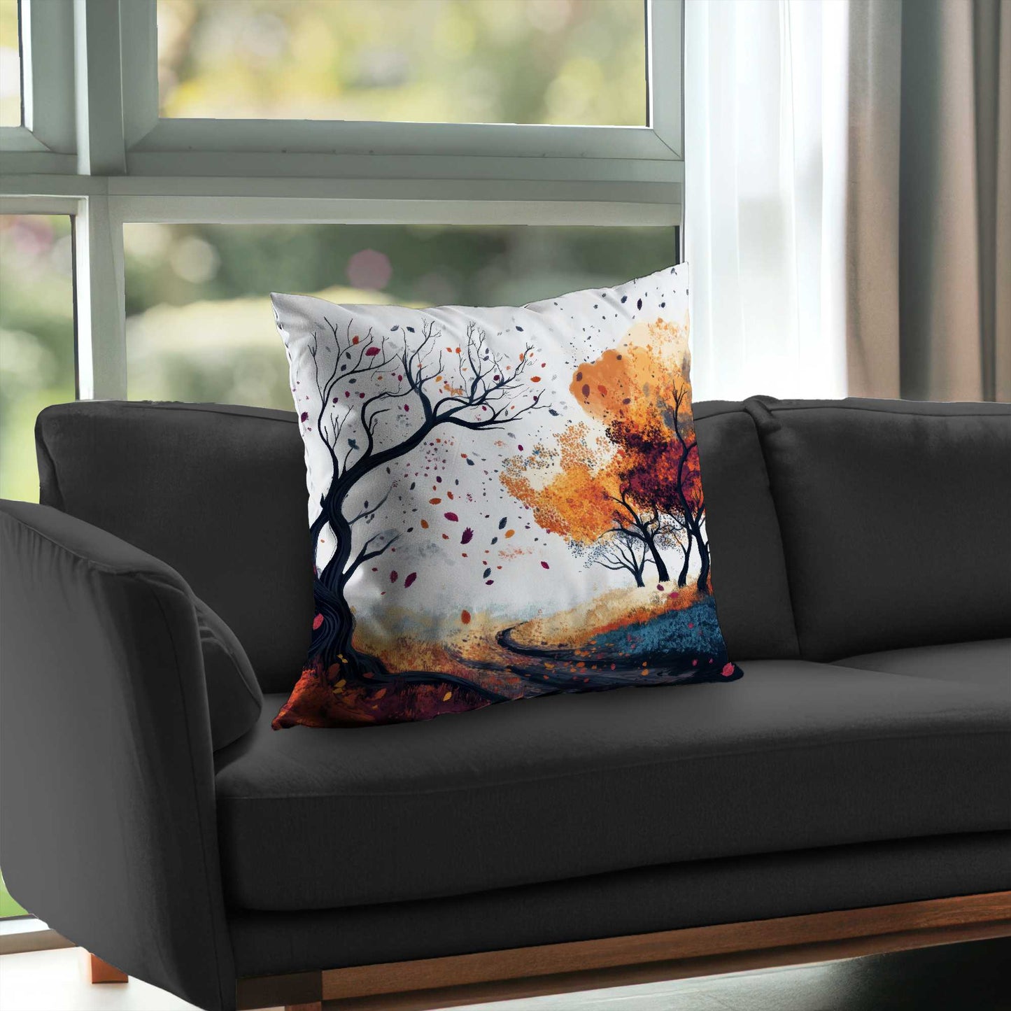 Cool Weather Black Poly Twill Throw Pillow | Decor Insert