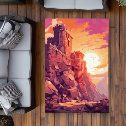 Le Rempart du Coucher de Soleil - Tapis d'Extérieur pour la Décoration Intérieure