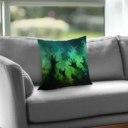 Coussin décoratif en sergé de polyester « Mains du désespoir » | Accessoire de décoration intérieure