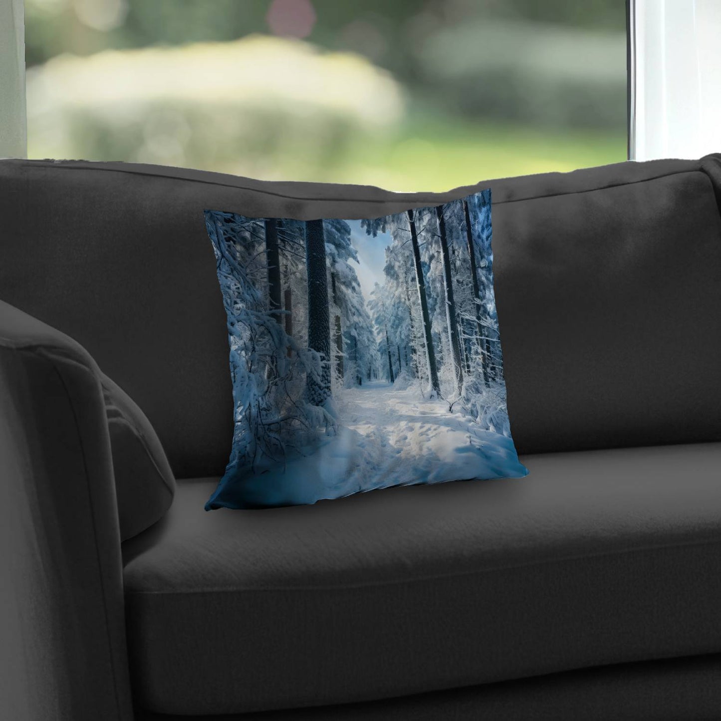 Coussin décoratif en sergé polyester Cold Forest | Accessoire de décoration intérieure