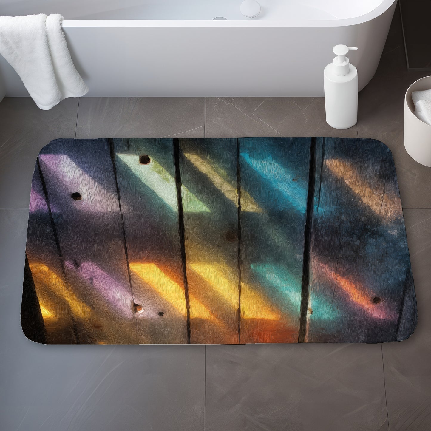 Rainbow Glint Bath Mat - Colorful Home Decor for Comfort