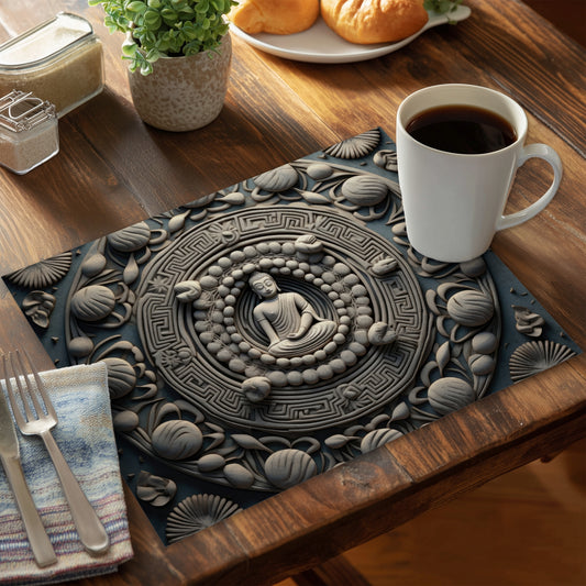 Spiritual Peace White Polyester Placemat | Home Decor Elegance