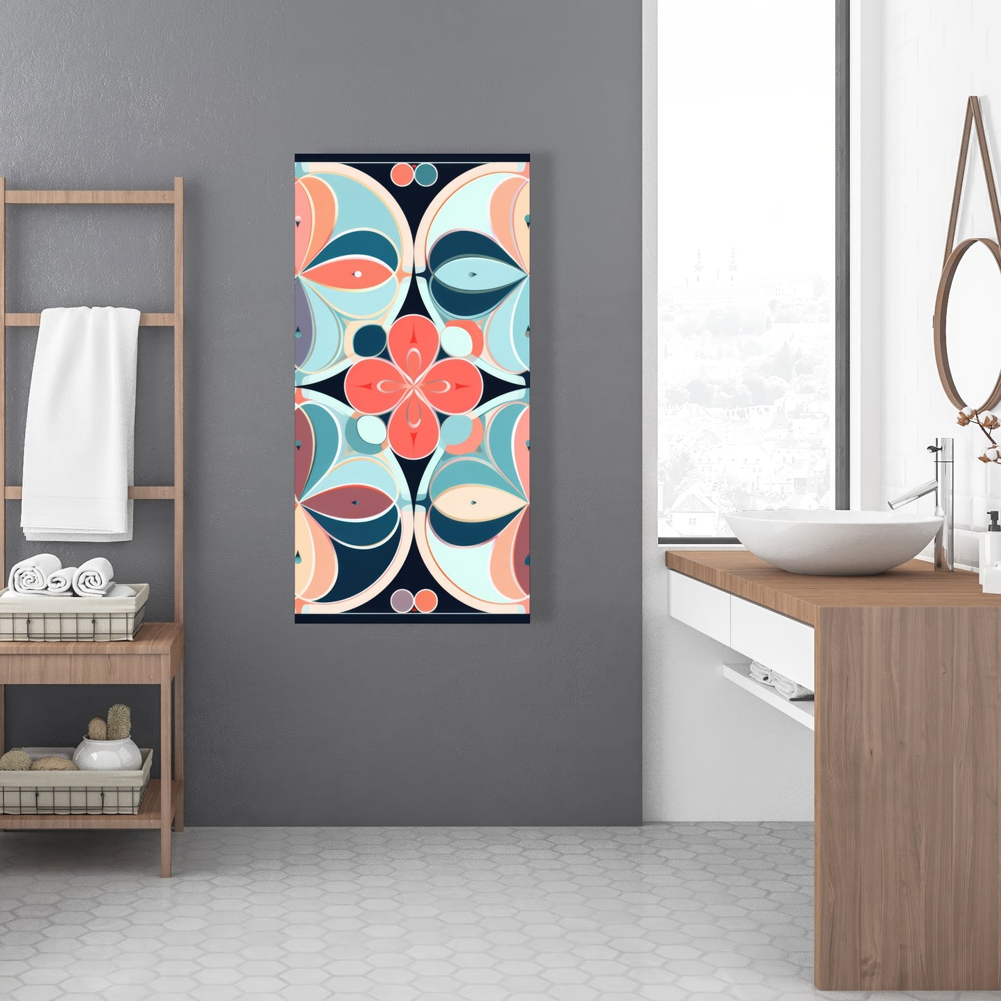 Pastel Mandala - Turquoise Canvas Home Decor Art Piece