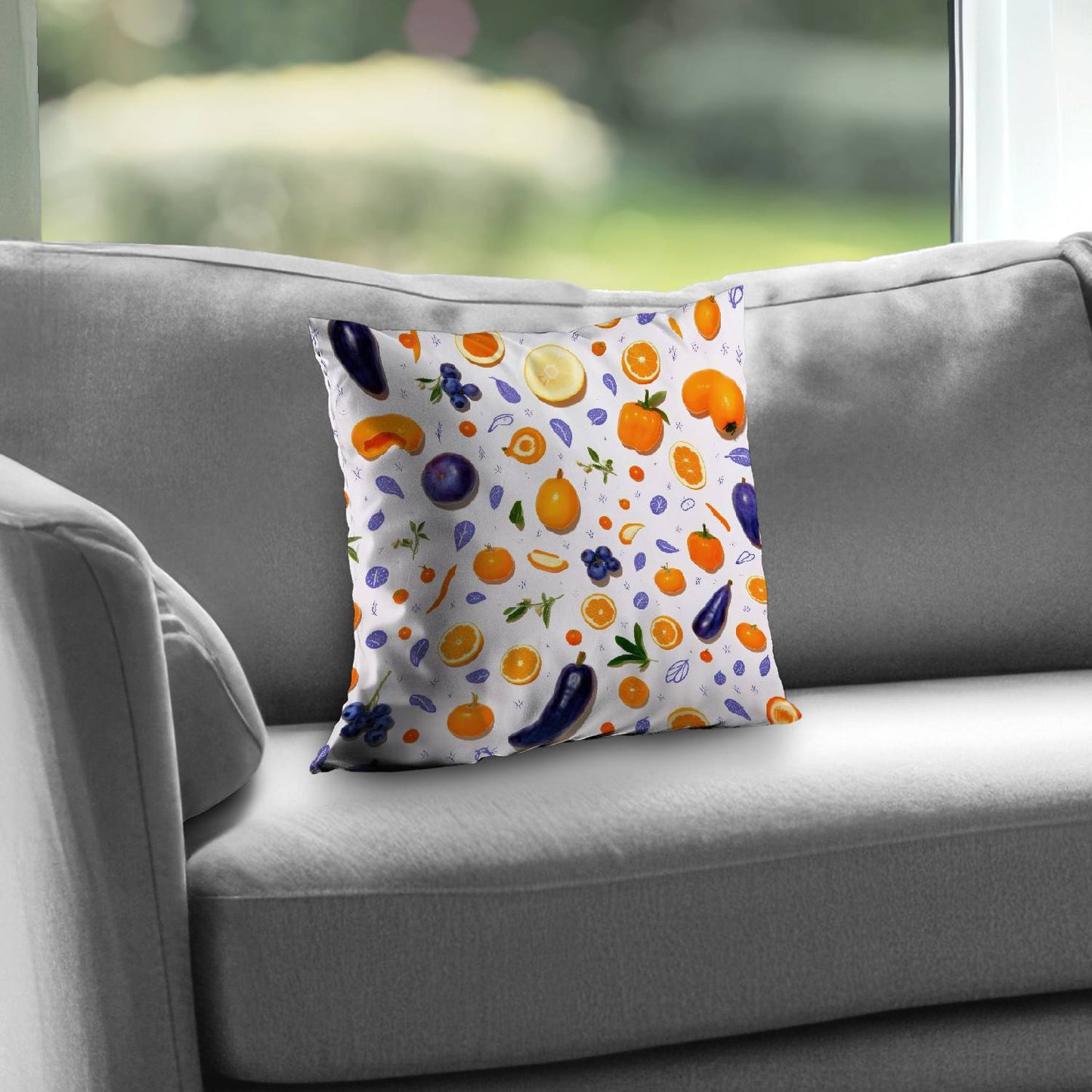 Orange and purple - Throw pillow - Print on demand