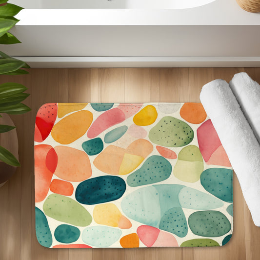 Seedy Shapes Turquoise Bath Mat - Stylish Home Decor Accent