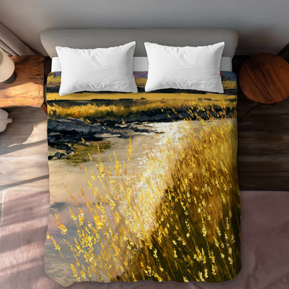 Housse de couette Golden Stream Glow | Décoration intérieure élégante