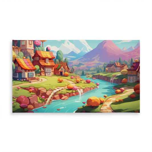 Sweet Town Orange Indoor Outdoor Tablecloth for Home Decor