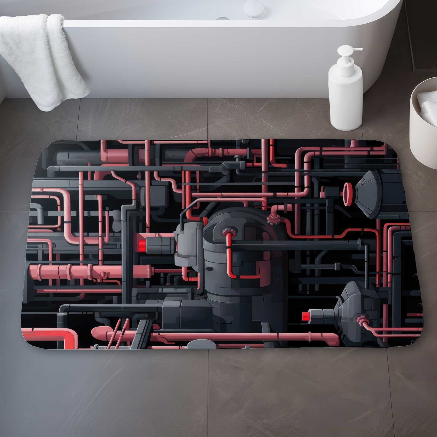 Dark Pipes Gray Bath Mat - Stylish Home Decor for Bathrooms