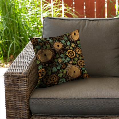 Hiding Gears Poly Twill Throw Pillow | Stylish Home Decor