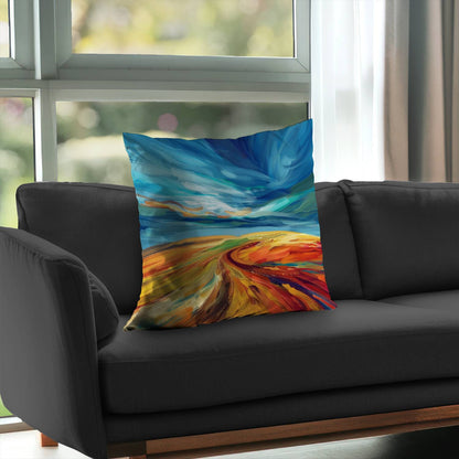 Land flow Yellow Poly Twill Throw Pillow - Home Decor Insert