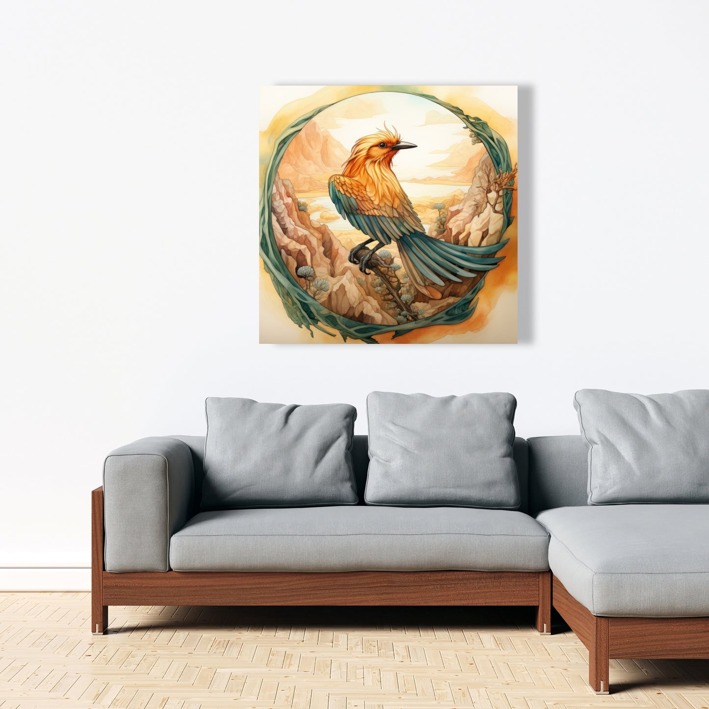 Perched bird - 32"x32" Canvas
