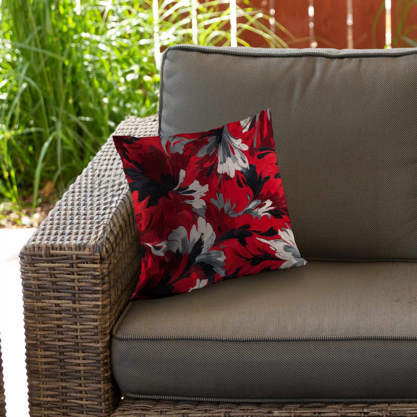 Red Flow Poly Twill Throw Pillow - Stylish Home Decor Accent
