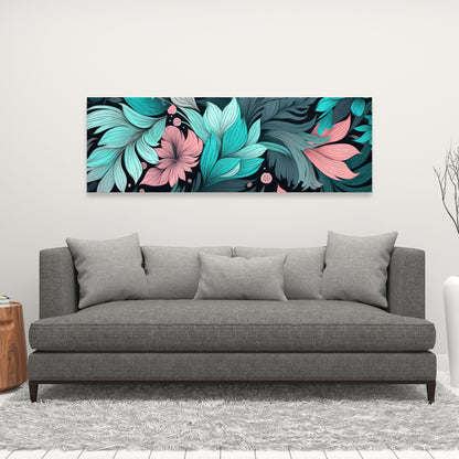 Neon Leaves - Pink Canvas Art for Stylish Home Decor