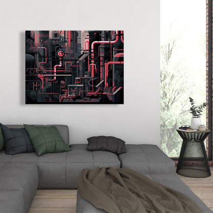 Industrial Empire - Red Canvas Art for Home Decor