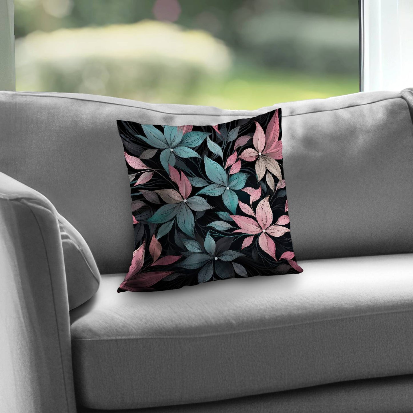 Desaturated flowers - Throw pillow - Print on demand