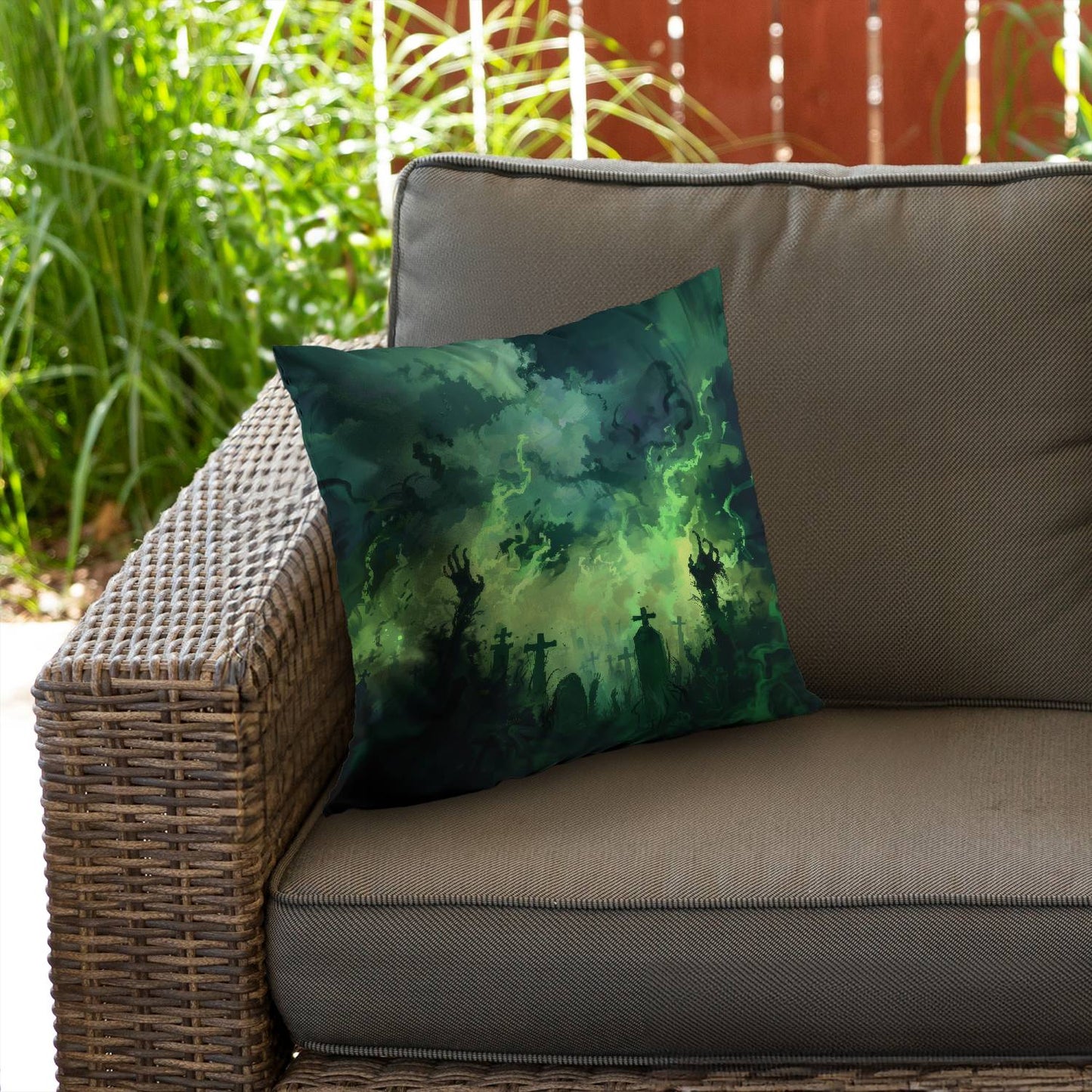 Reaching hell - Throw pillow - Print on demand