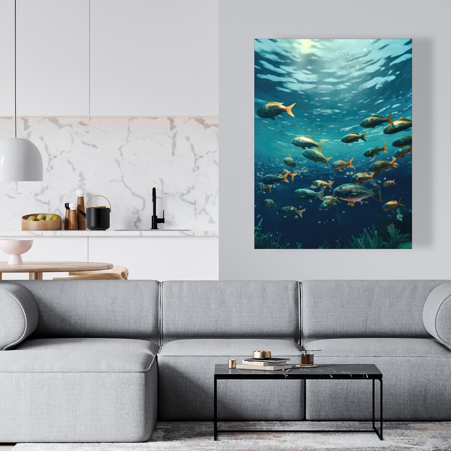 Shallow Swim - Beige Canvas Home Decor for Elegant Spaces