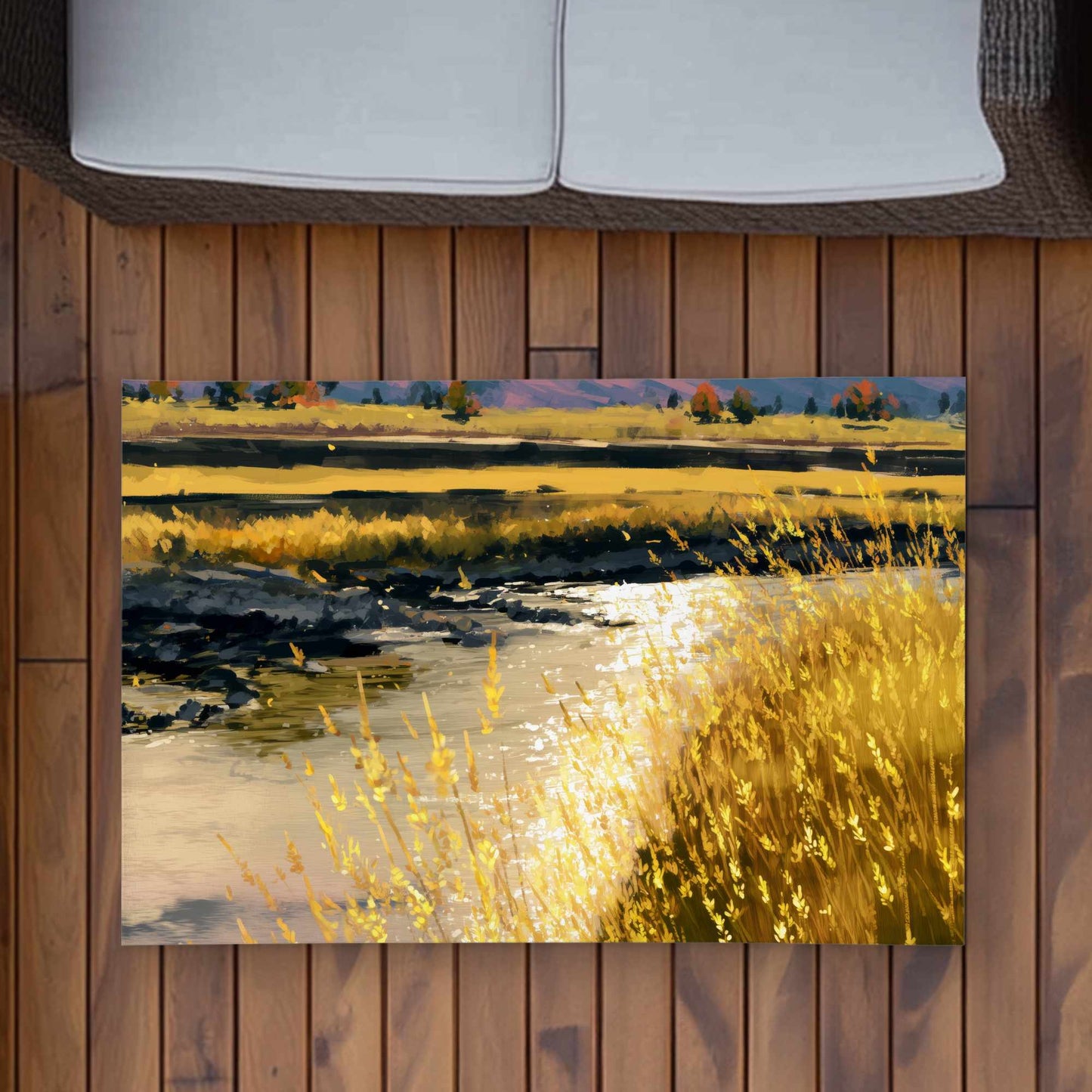 Tapis d'extérieur lumineux Golden Stream | Accessoire de décoration intérieure