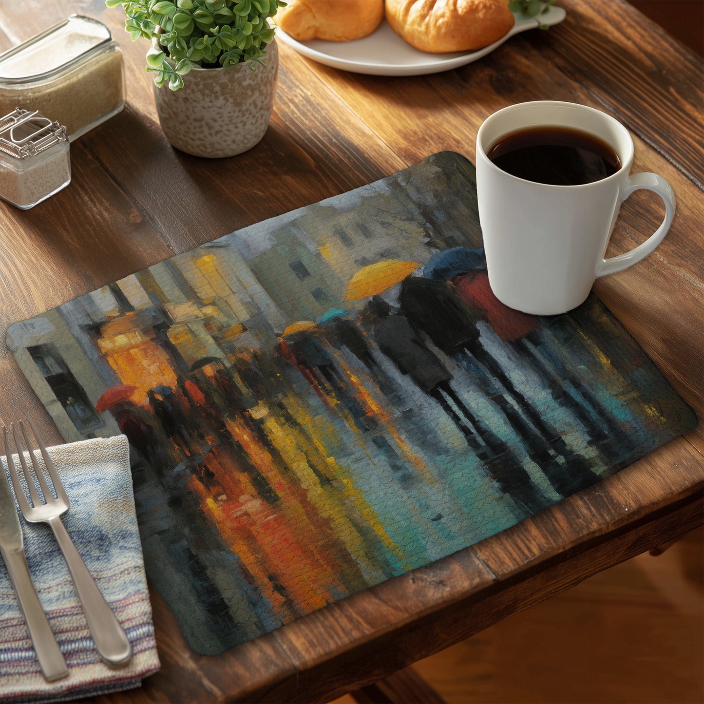 Rainy Day Braided Polyester Placemat for Home Decor
