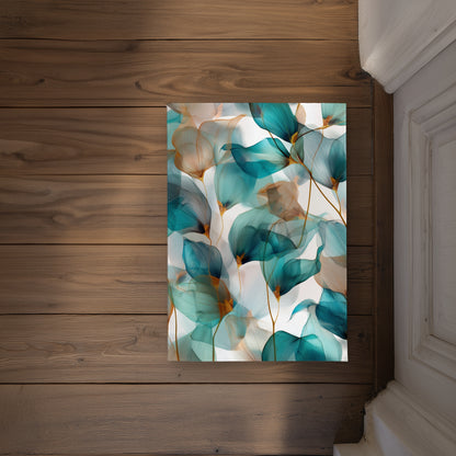Teal and Brown Turquoise Indoor Outdoor Door Mat | Decor