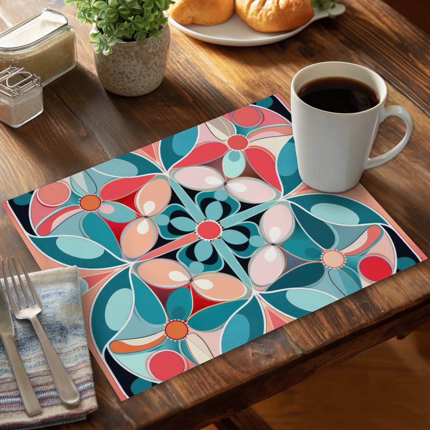 Sweet Curves Black Polyester Placemat - Home Decor Accent