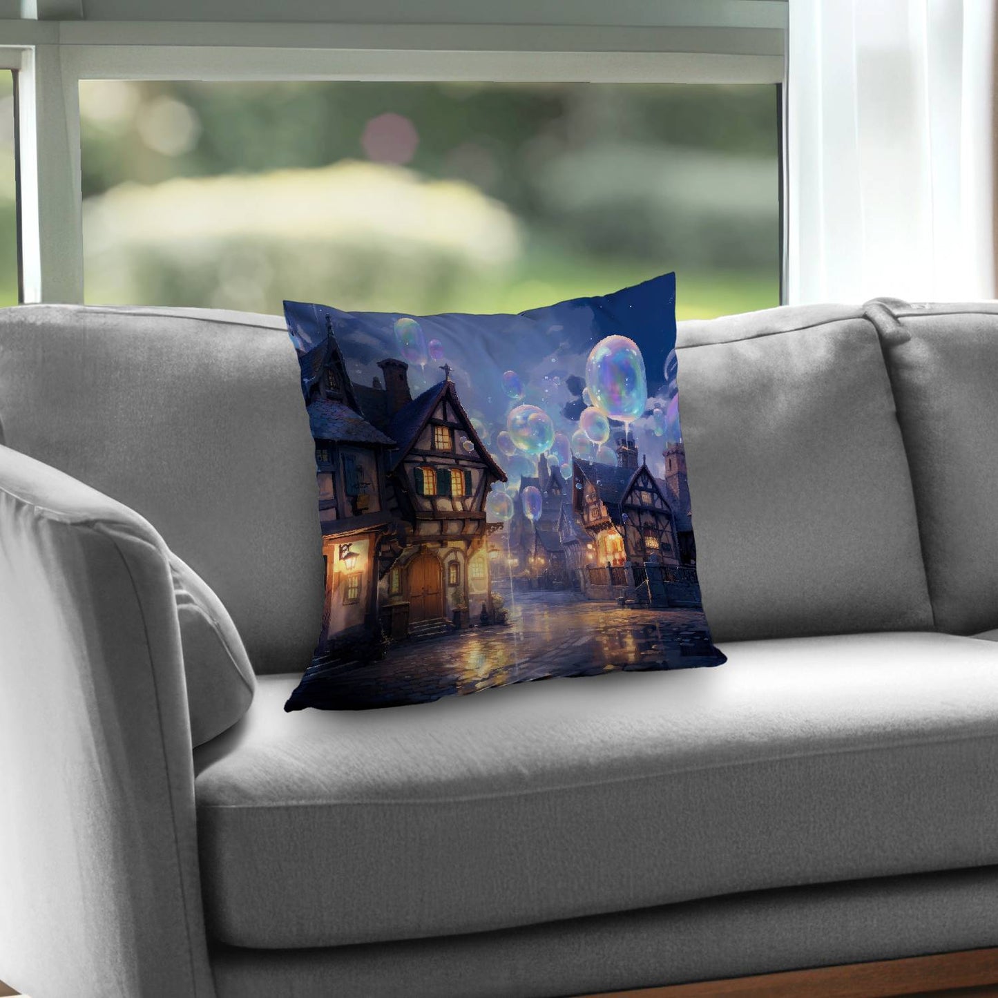 Bloopy town - Throw pillow - Print on demand