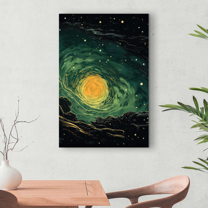 Turmoil in Space - Yellow Canvas Art for Home Decor