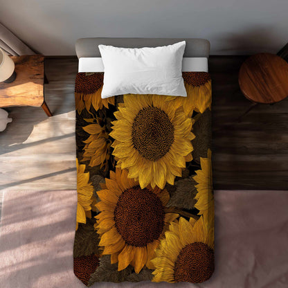 Housse de couette Golden Glow Blooms | Décoration d'intérieur élégante