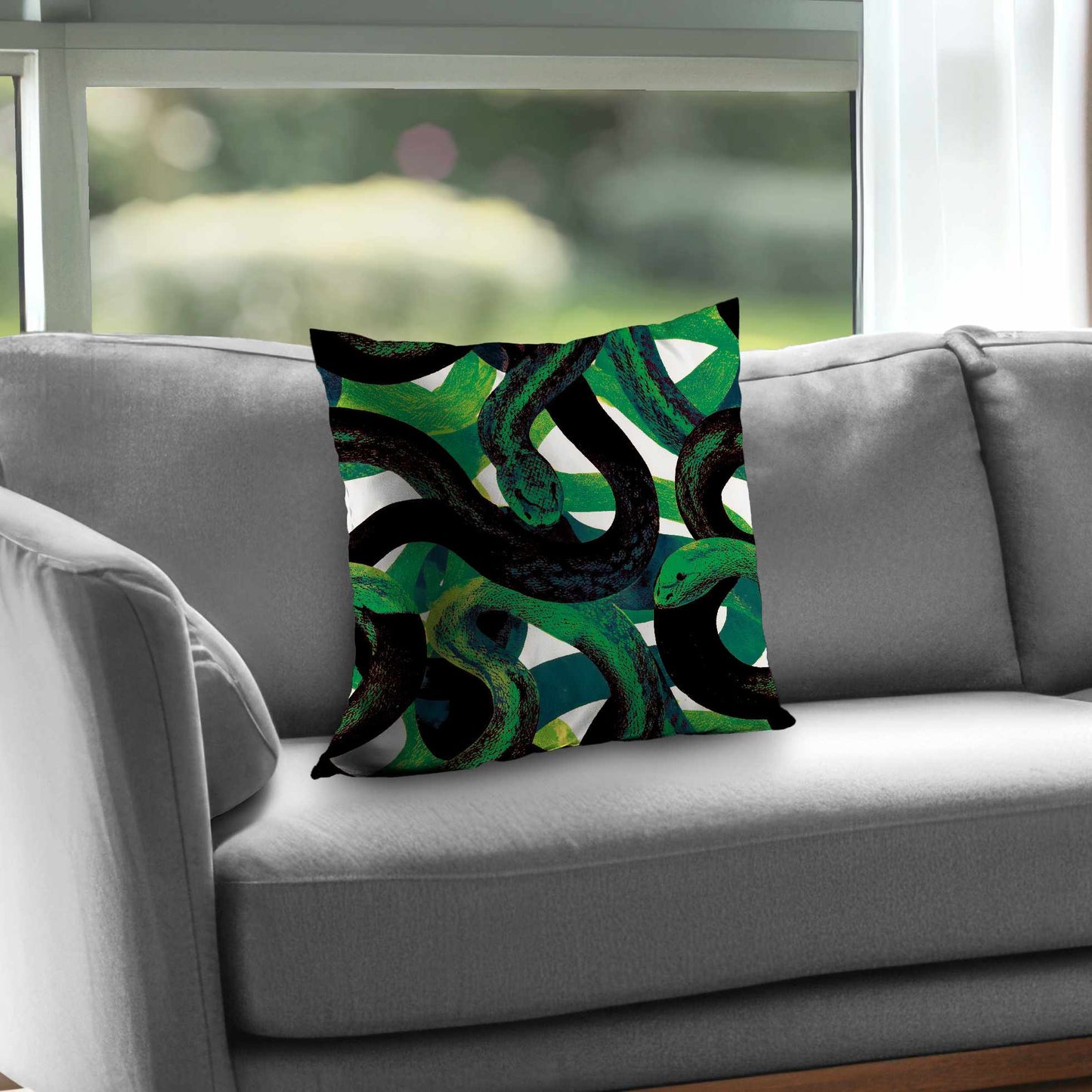 Emerald Coil Dance Poly Twill Throw Pillow | Home Decor