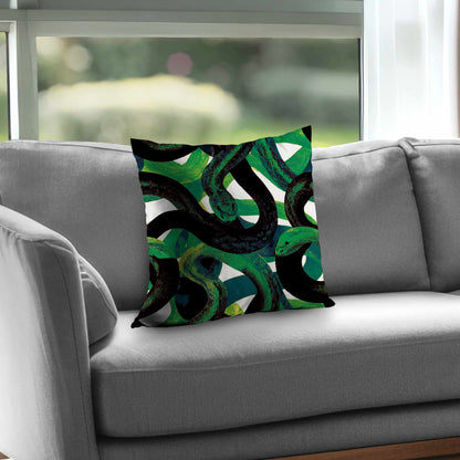 Emerald Coil Dance Poly Twill Throw Pillow | Home Decor
