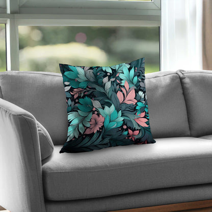 Neon Leaves Poly Twill Throw Pillow - Stylish Home Decor
