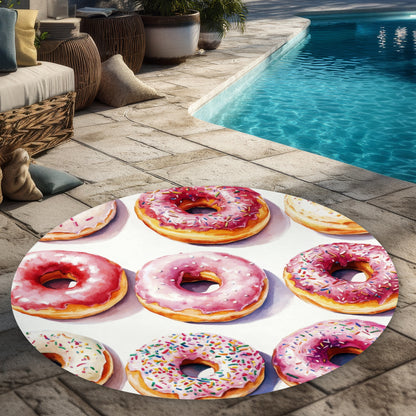 Yummy Beige Round Outdoor Area Rug | Stylish Design