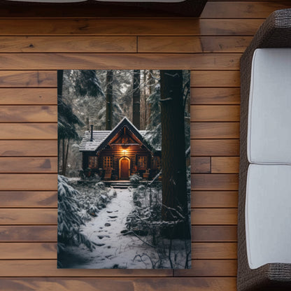 The lone cabin - Orange outdoor area rug for home decor