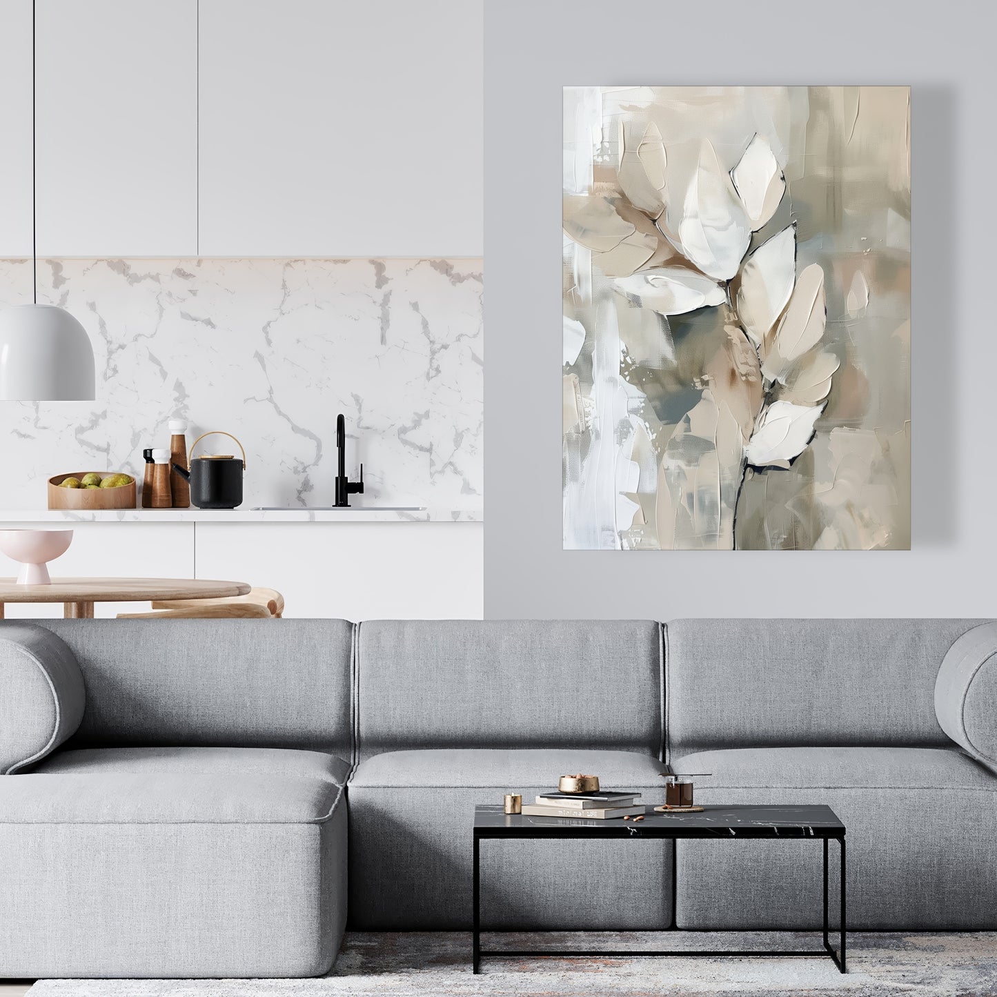 Leaf Beige Canvas - Elegant Home Decor Accent | Stylish Art