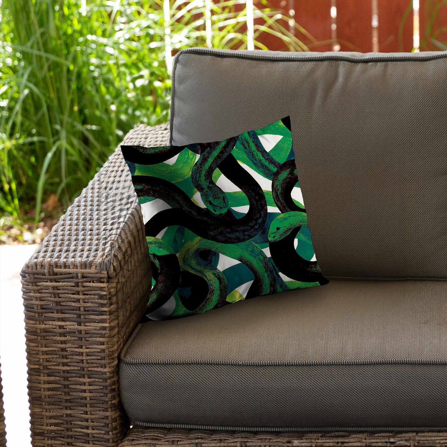 Emerald Coil Dance Poly Twill Throw Pillow | Home Decor