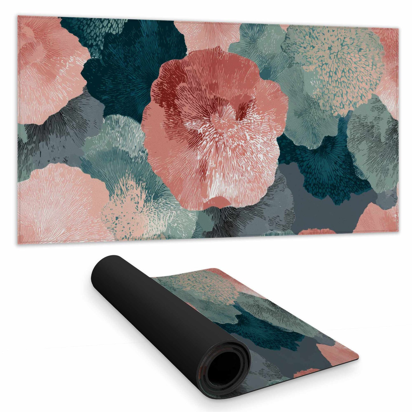 Whispering Coral Blooms Desk Mat | Elegant Home Decor