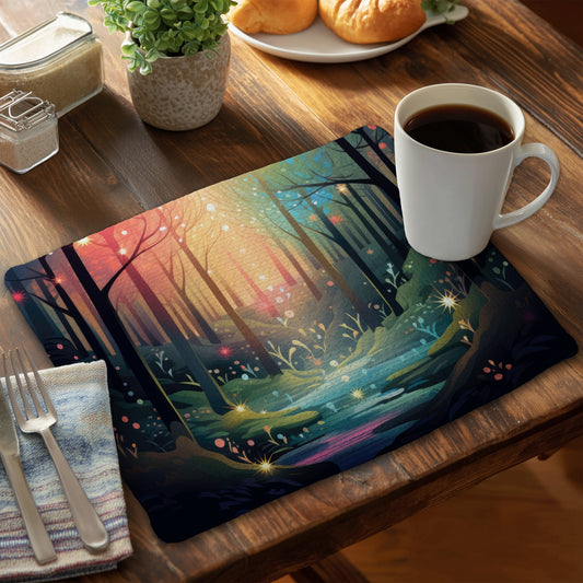 Magical Forest Beige Braided Polyester Placemat | Home Decor