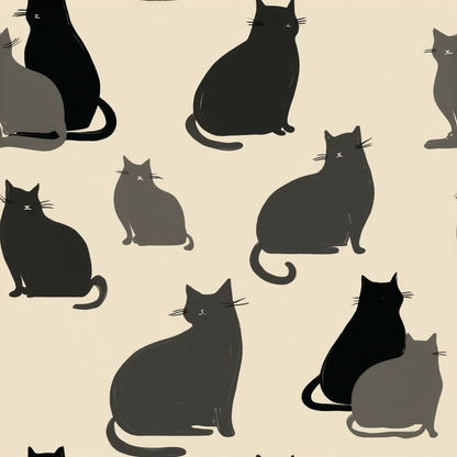 Rideau de douche « Réunion de chats silencieux » | Décoration d’intérieur chic