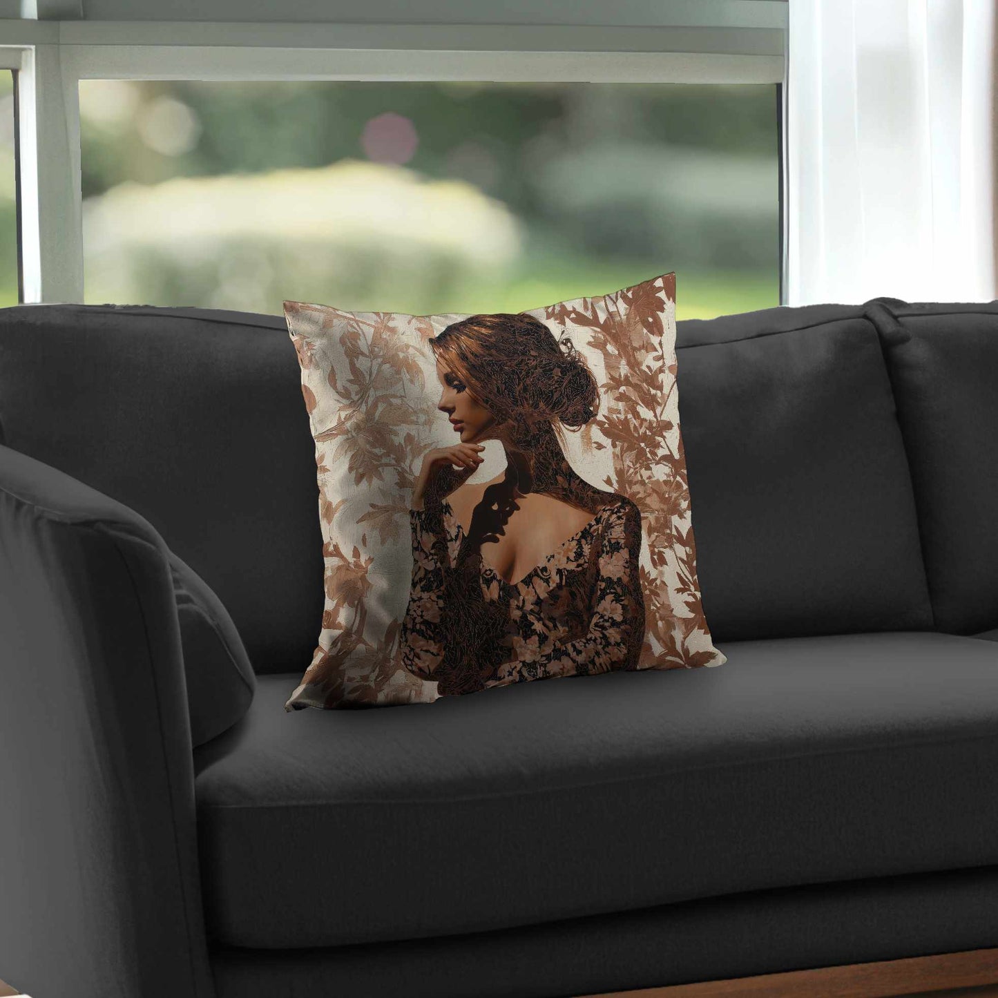 Coussin décoratif Contemplation en sergé de polyester - Décoration élégante pour la maison