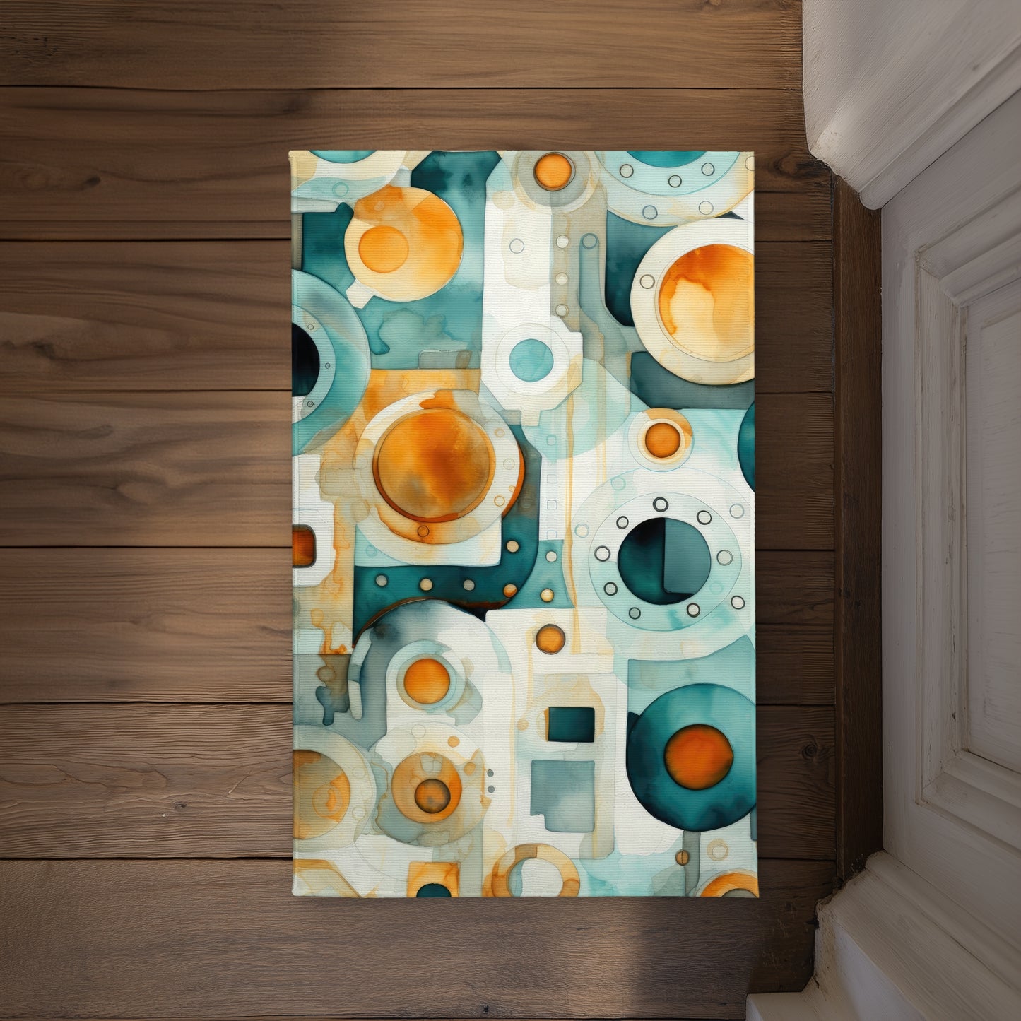 Decomposed Porthole Turquoise Indoor Outdoor Door Mat |