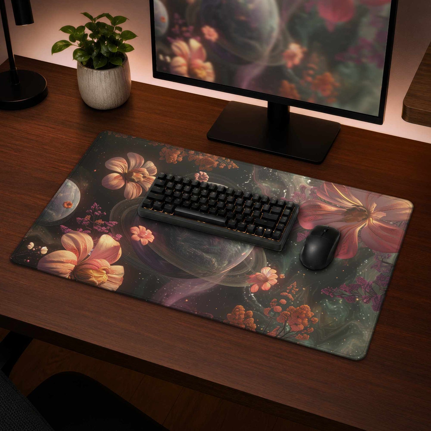 Flower Space Desk Mat - Stylish Home Decor for Your Desk