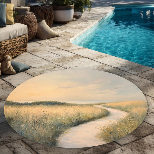 Soft Breeze - White Round Outdoor Area Rug for Home Decor