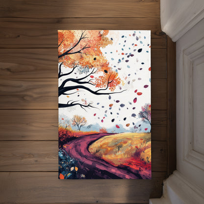 Blowing Leaves Blue Indoor Outdoor Door Mat | Home Decor