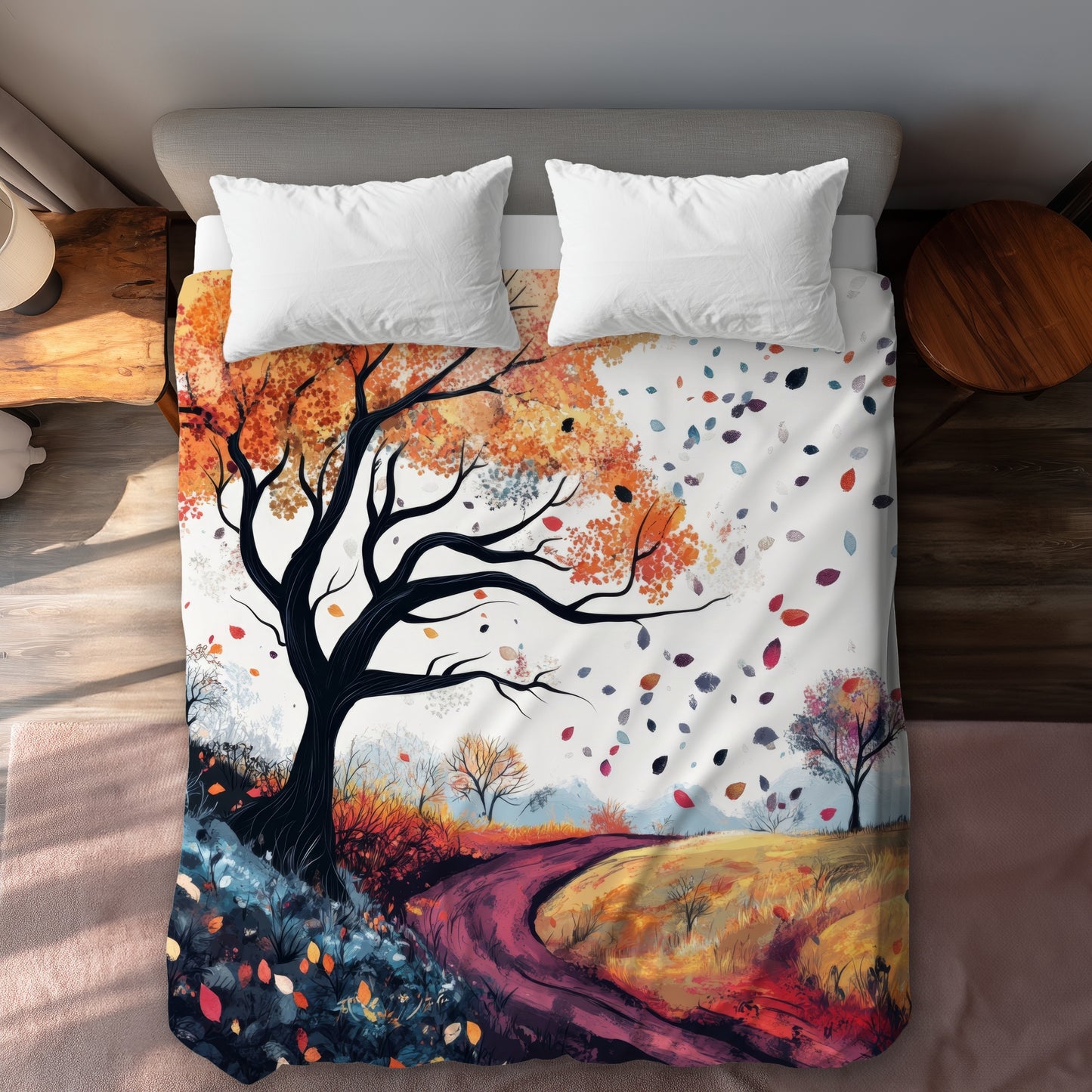 Housse de couette Feuilles envolées | Parure de lit élégante pour la maison