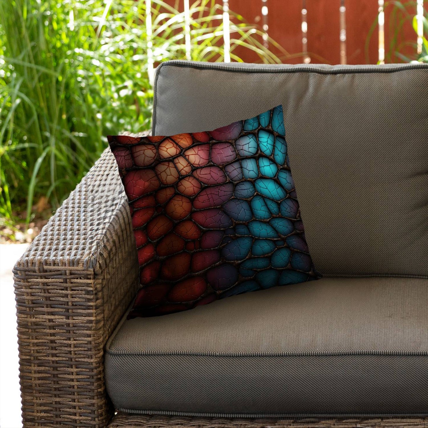 Oily leather - Throw pillow - Print on demand